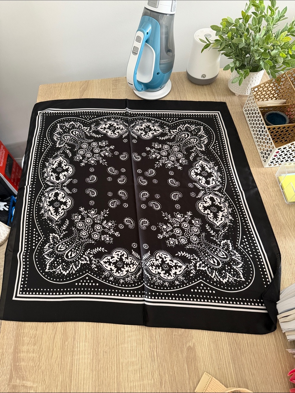 Black & White Paisley Bandana silk Scarf